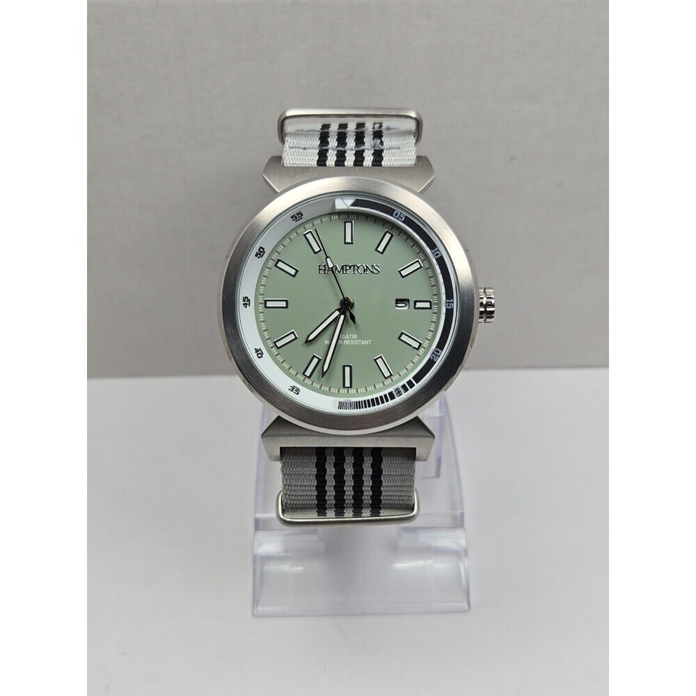 Hamptons Green 45mm Stainless Steel Quartz Date 10ATM Field Watch New Battery